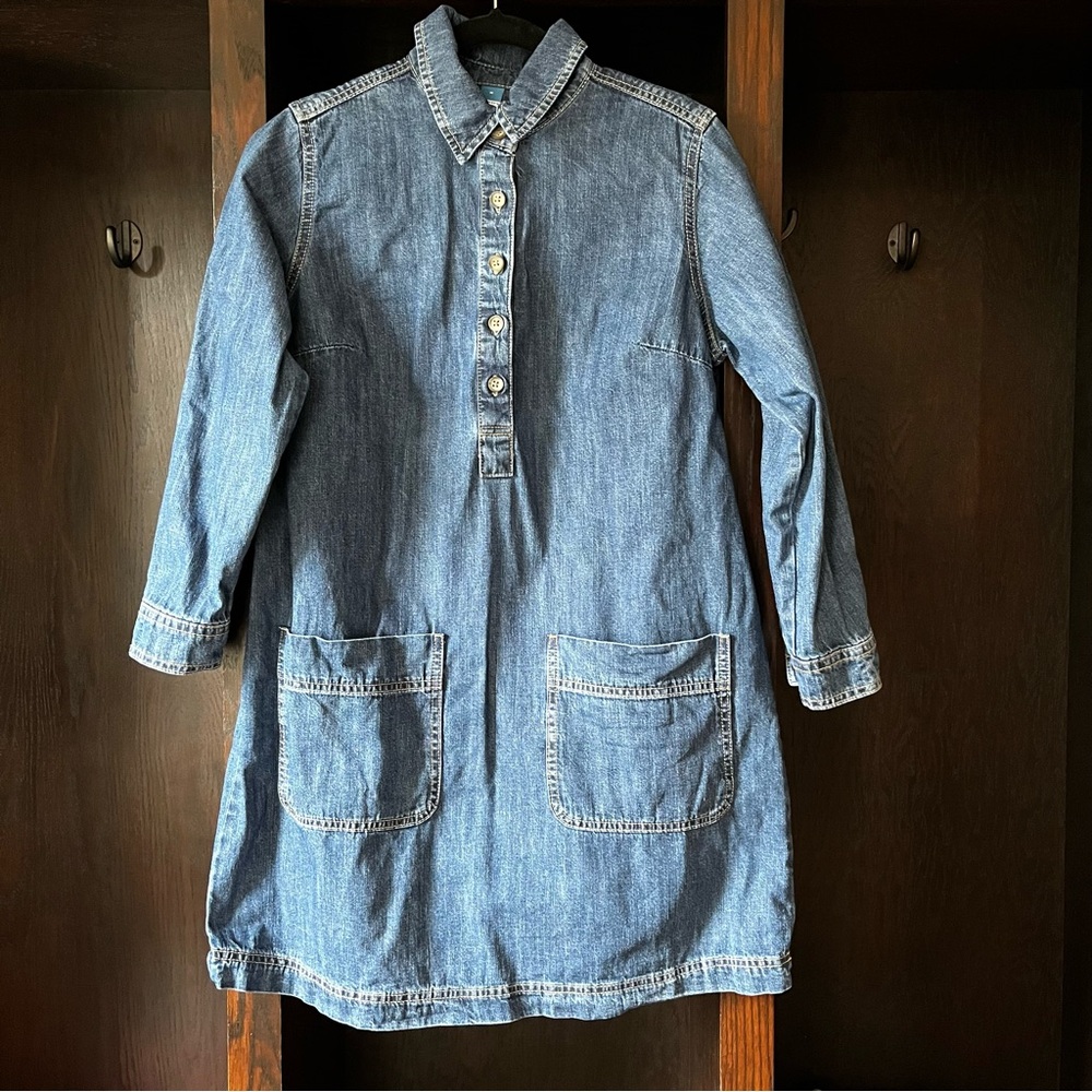 Old Navy Jean Denim Popover Shirt Dress Dark Wash Size Medium